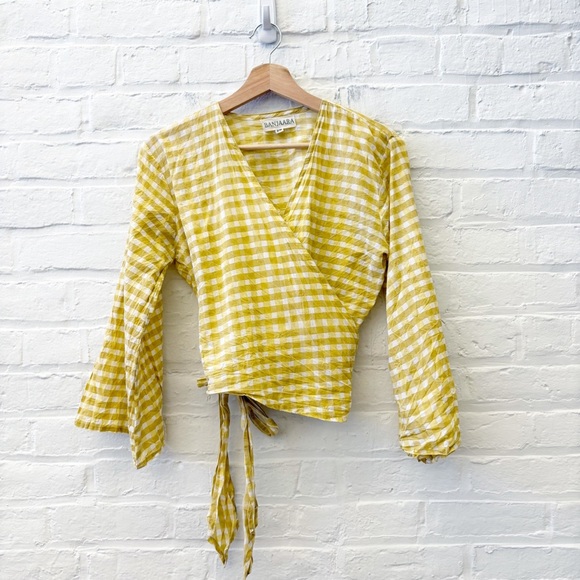 BanjaaraGingham Lemon Wrap‎ Top Yellow S / M